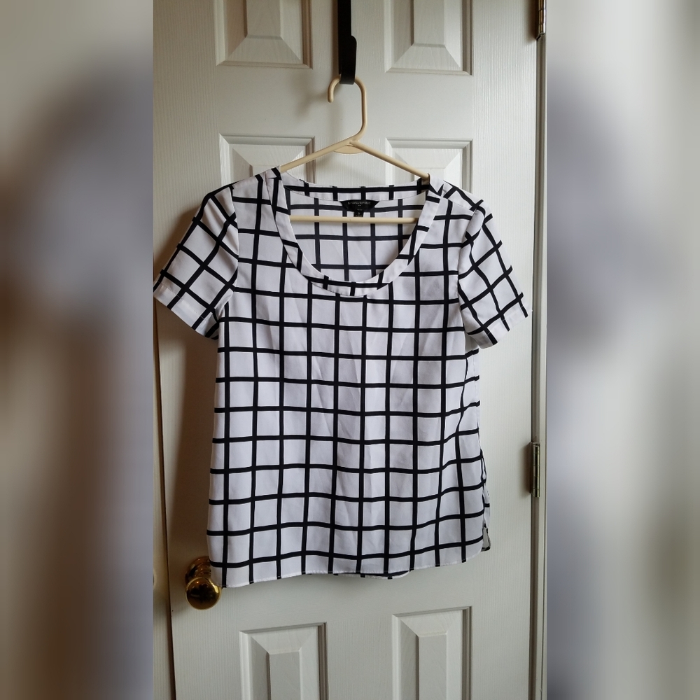 EUC Banana Republic Windowpane Grid Pattern Top